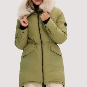 NWT Noize Caroline Hodded Faux Fur Parka Size Medium color MOSSTONE